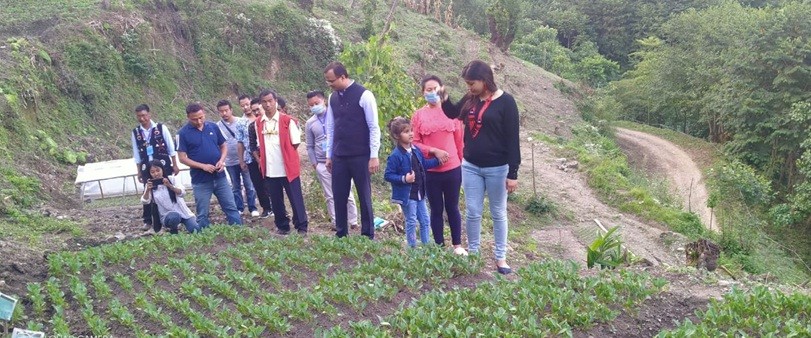 Tuensang DC, Kumar Ramnikant, IAS visiting the community cauliflower nursery at Chendang on October 16.